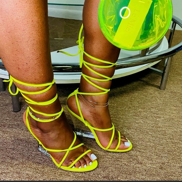 Cape Robbin Shoes - Lace up clear wedge heel